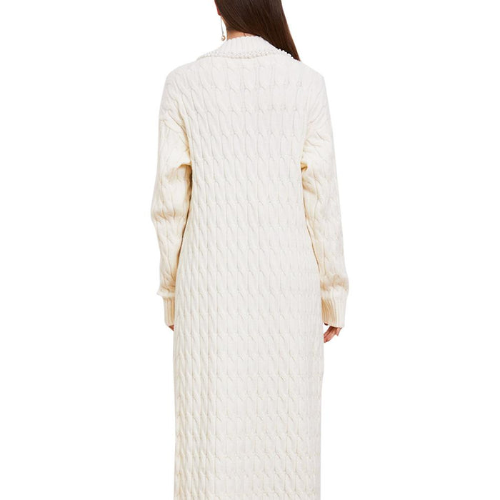Evangeline Pearl Trimmed Knit Maxi Cardigan