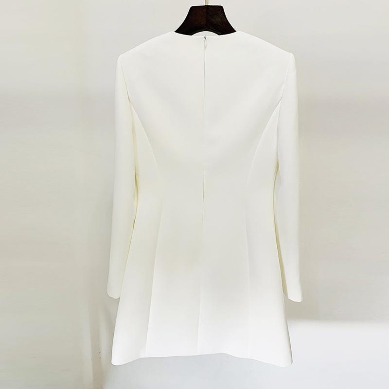 Daniella White Lace Up Long Sleeve Mini Dress