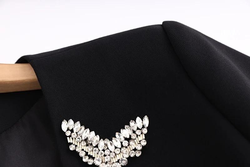 Farah Black Crystal V-Neck Blazer Dress