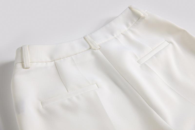 Up close pant backs detail on the Calista White Two Piece Set - Women's Stylish Fashion at www.shopallara.com