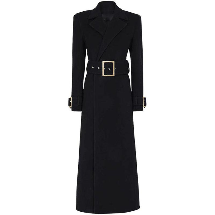 Dolores Black Long Wool Coat