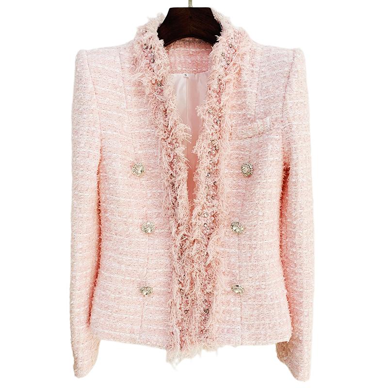 Ophelia Pink Tweed Jacket with Crystal Buttons