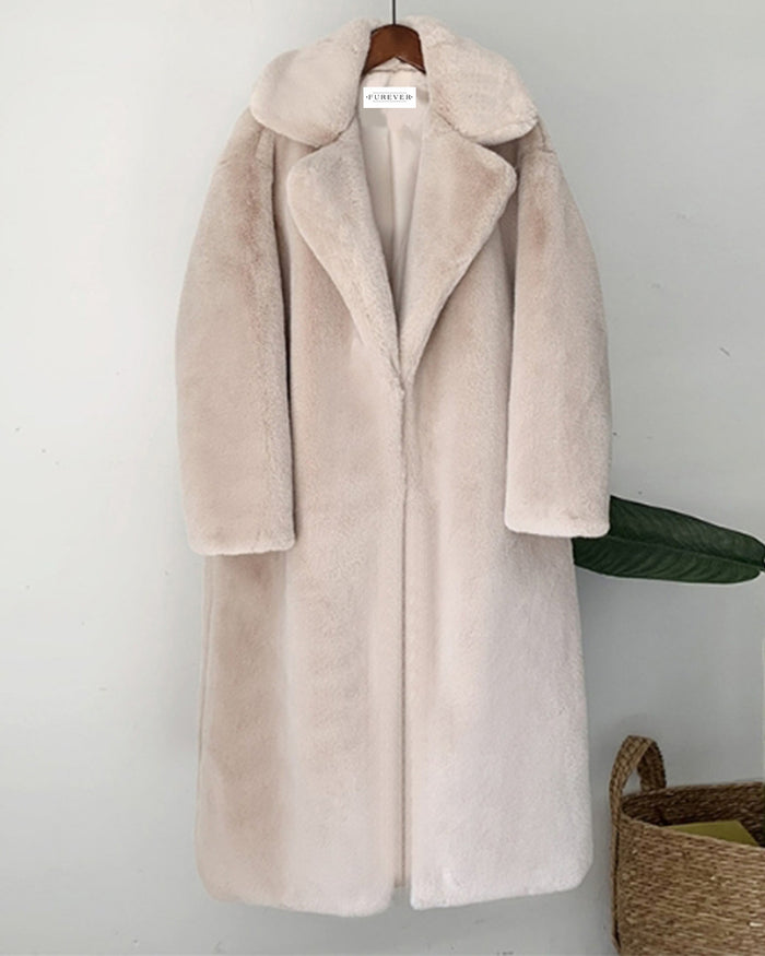 zurich beige oversized faux fur coat | furever faux fur