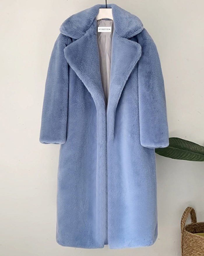 zurich blue  oversized faux fur coat | furever faux fur