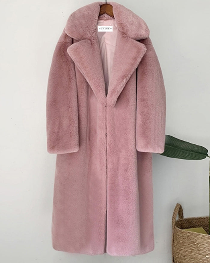 zurich pink oversized faux fur coat | furever faux fur