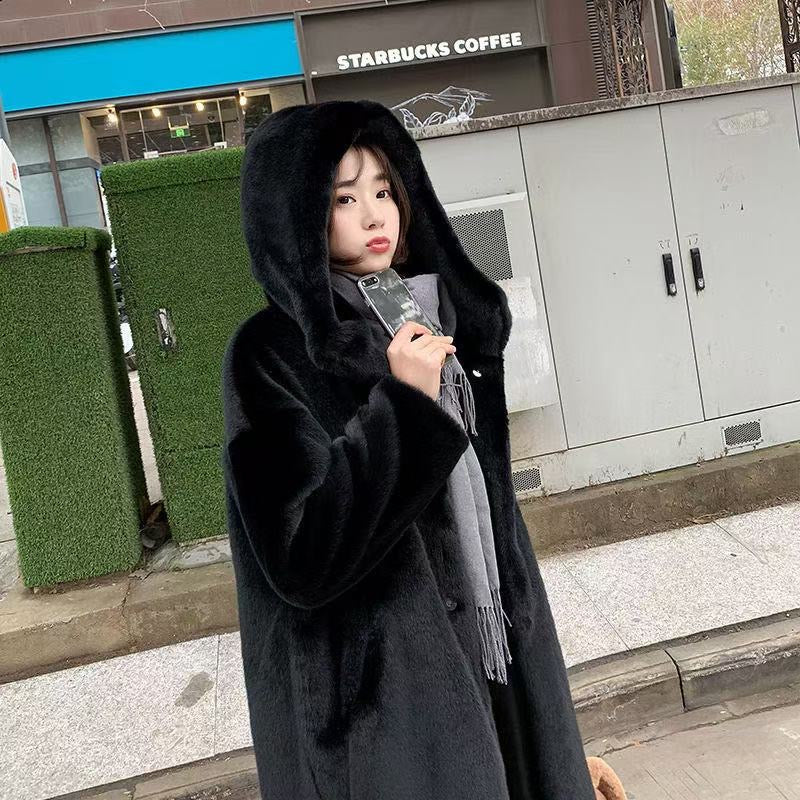Anchorage Long Hooded Faux Fur Coat