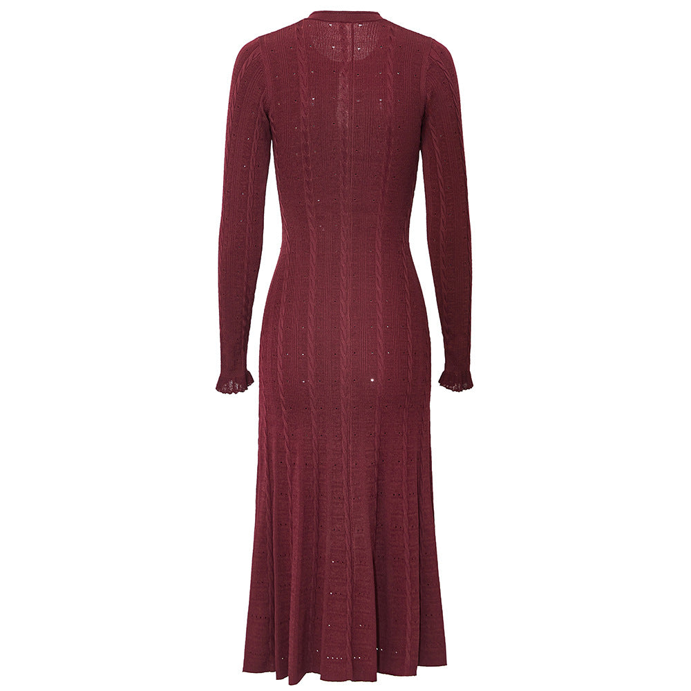 Hadley Long Sleeve Button Up Knit Midi Dress