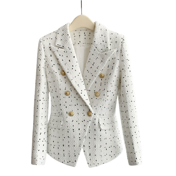 Marisol White Plaid Tweed Blazer