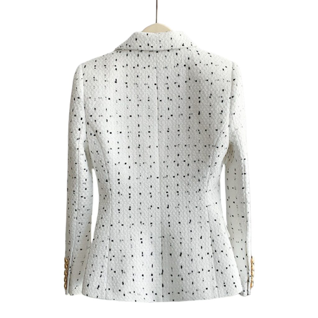 Marisol White Plaid Tweed Blazer