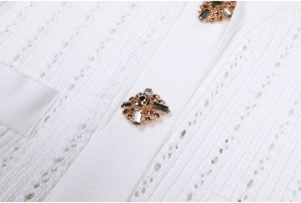 Lacey Ruffle Trim Knit Cardigan and Skirt Set