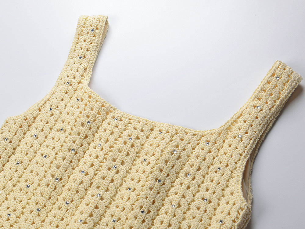 Camila Crystal Crochet Knit Midi Dress