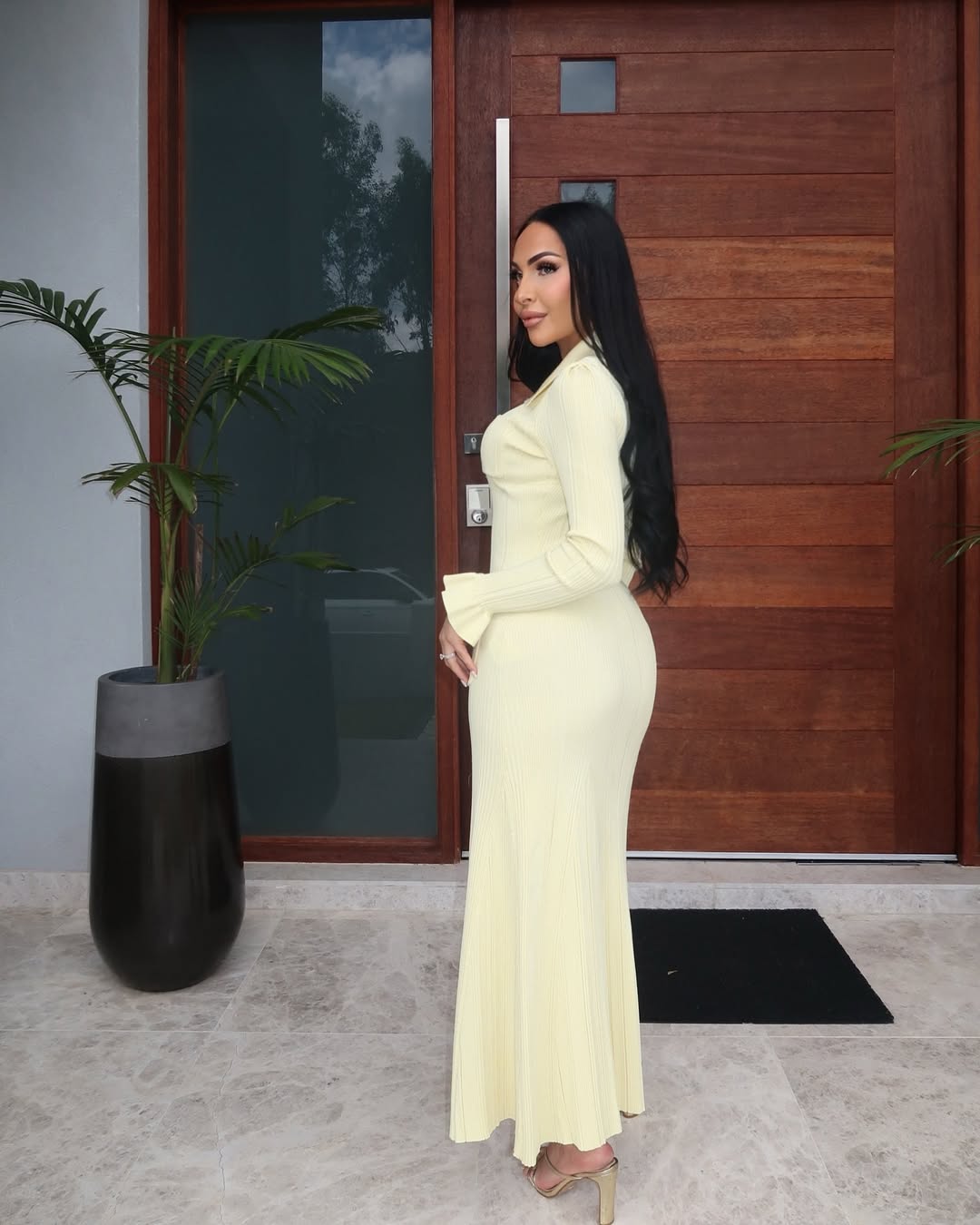 Liza Turn Down Collar Button Up Knit Midi Dress