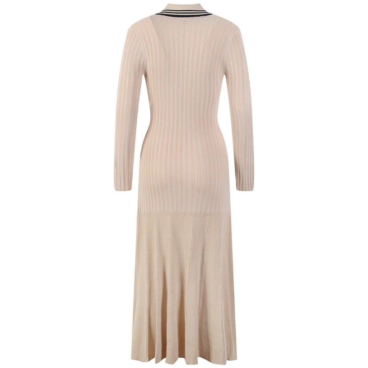 Lucia Knit Midi Dress with Contrast Lapel Collar