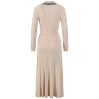 Lucia Knit Midi Dress with Contrast Lapel Collar