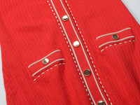 Adriana Button Up V Neck Red Knit Dress