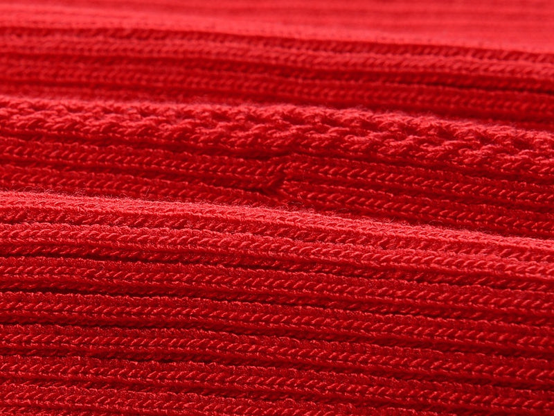 Adriana Button Up V Neck Red Knit Dress