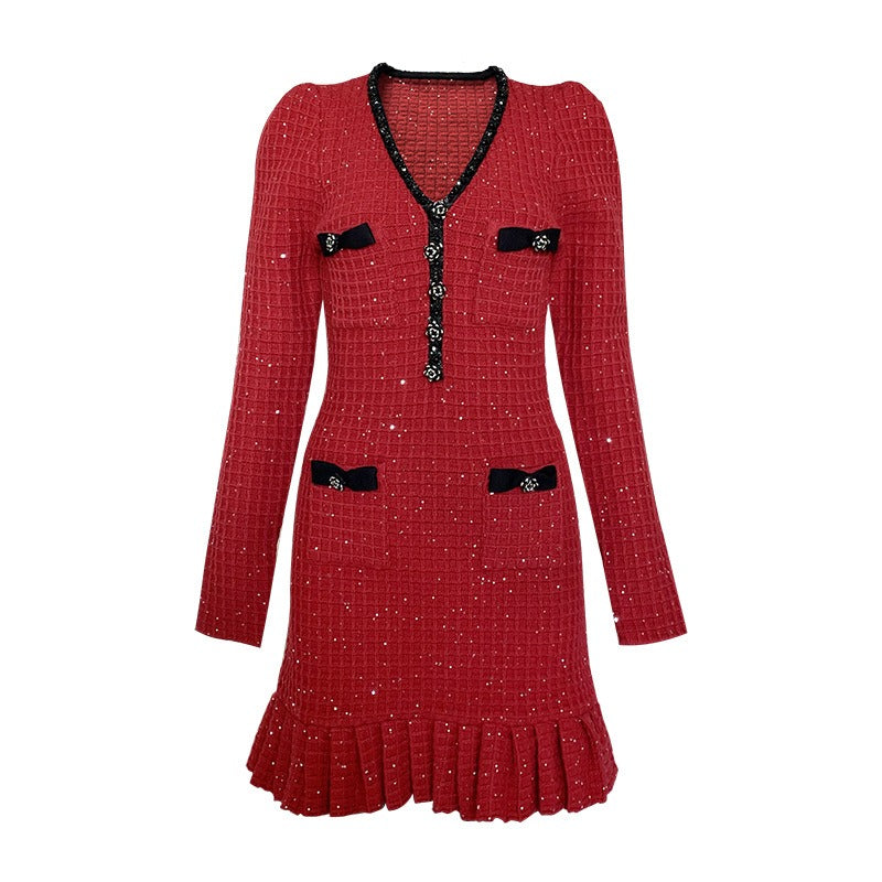 Vanessa Contrast Trim Knit Mini Dress for Women - Allara Red / M Vanessa Contrast Trim Knit Mini Dress for Women - Allara Red / M