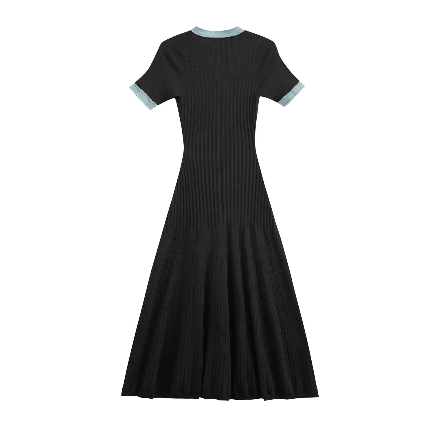 Tika Knit Midi Dress with Denim Trim