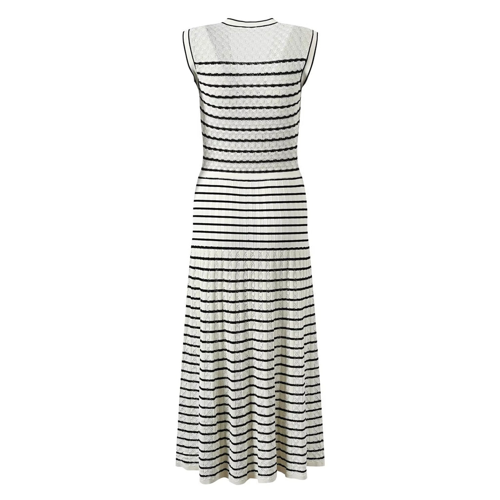 Zora Stripped Button Up Knit Midi Dress