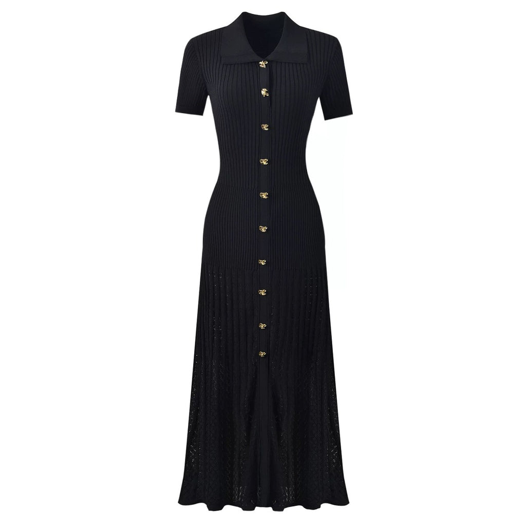 Zariah Short Sleeve Button Up Knit Midi Dress