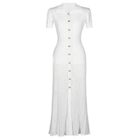 Zariah Short Sleeve Button Up Knit Midi Dress