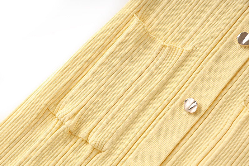 Liza Turn Down Collar Button Up Knit Midi Dress