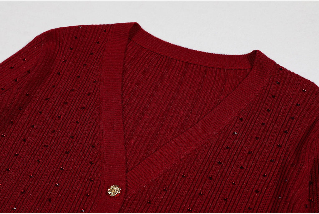 Padma Crystal Knit Cardigan Dress Two Piece Set