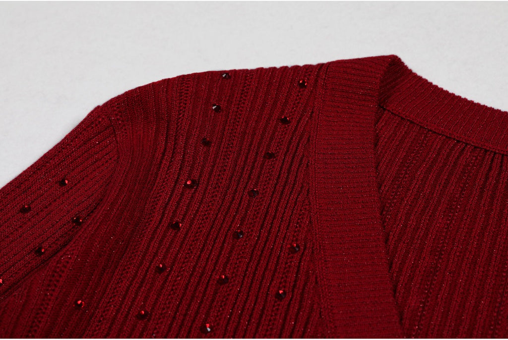 Padma Crystal Knit Cardigan Dress Two Piece Set