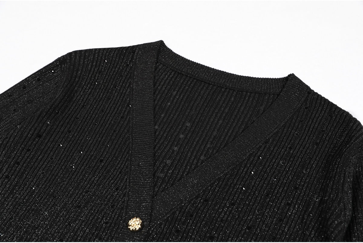 Padma Crystal Knit Cardigan Dress Two Piece Set