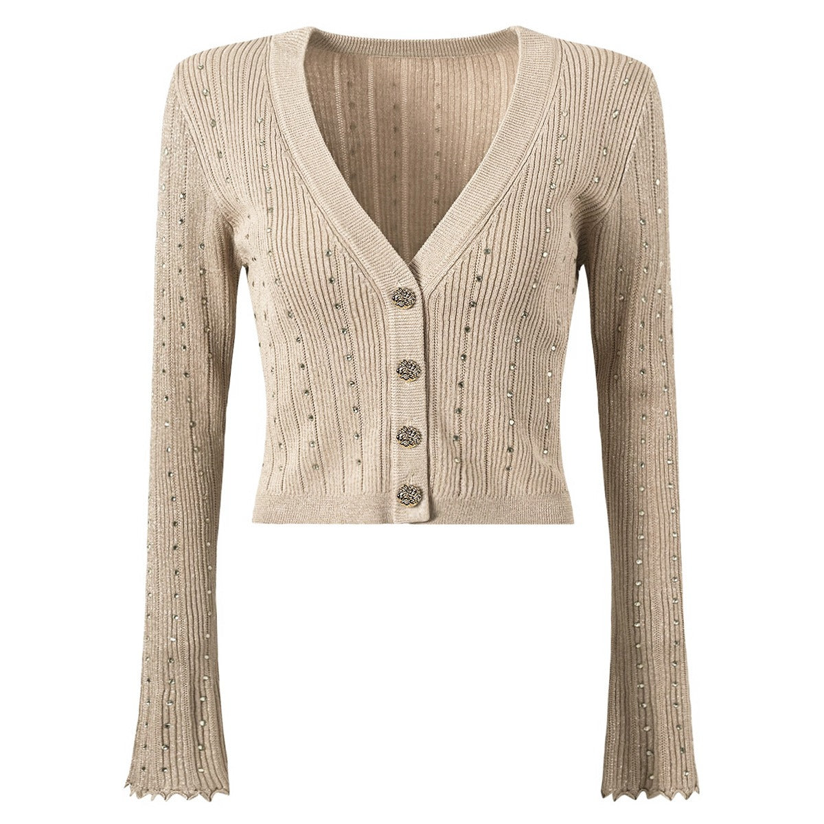 Padma Crystal Knit Cardigan Dress Two Piece Set for Women - Allara Khaki Top / L Padma Crystal Knit Cardigan Dress Two Piece Set for Women - Allara Khaki Top / L