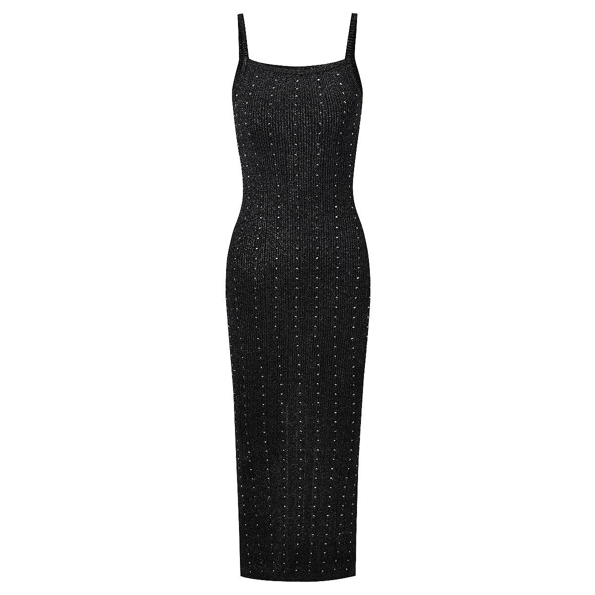 Padma Crystal Knit Cardigan Dress Two Piece Set for Women - Allara Black Dress / L Padma Crystal Knit Cardigan Dress Two Piece Set for Women - Allara Black Dress / L