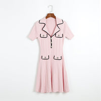 Jennifer Knit Contrast Lapel Mini Dress