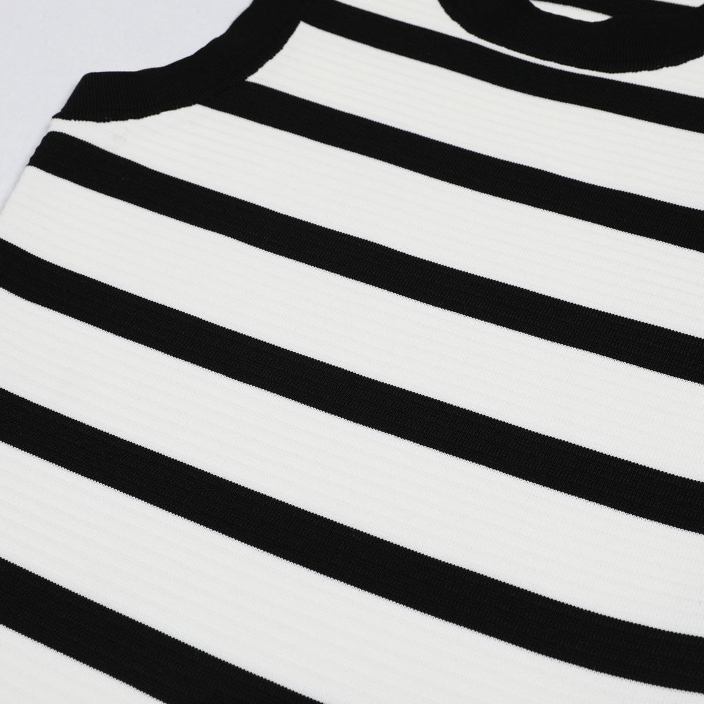 Elysia Sleeveless Striped Knit Mini Dress with Flared Hem