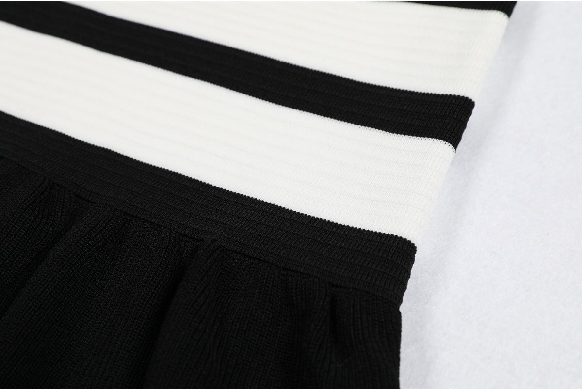 Elysia Sleeveless Striped Knit Mini Dress with Flared Hem