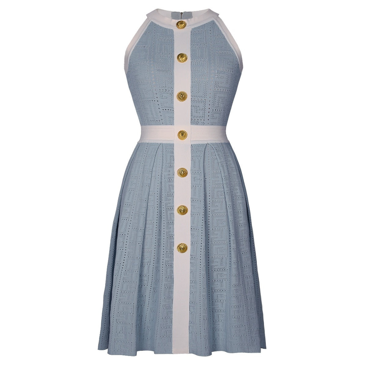 Clara Contrast Knit Skater Mini Dress for Women - Allara Blue / S Clara Contrast Knit Skater Mini Dress for Women - Allara Blue / S