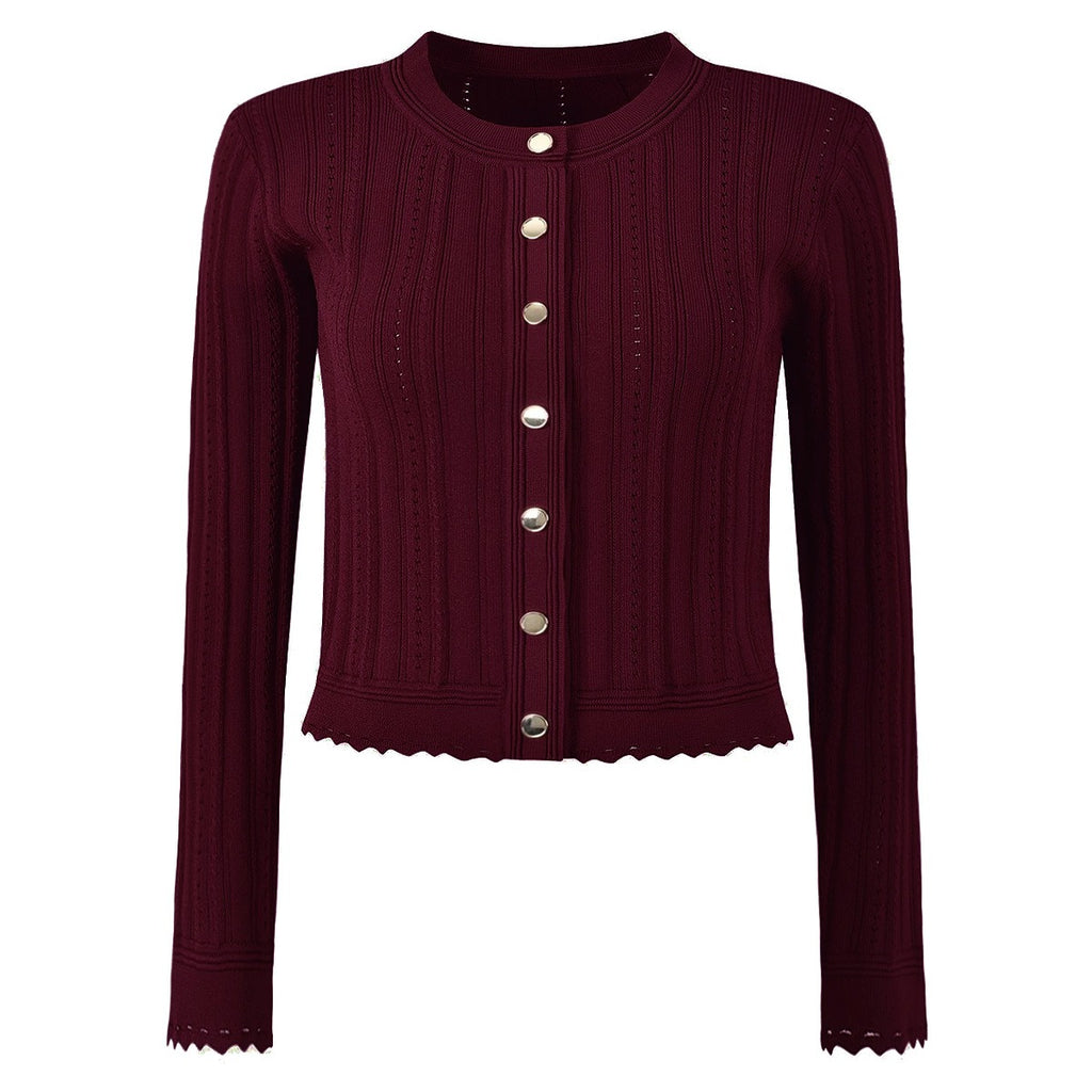 Valentina Burgundy Knit Cardigan, Top & Mini Skirt Set