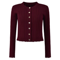 Valentina Burgundy Knit Three Piece Cardigan Set