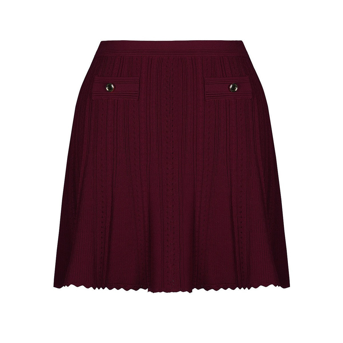 Valentina Burgundy Knit Cardigan, Top & Mini Skirt Set