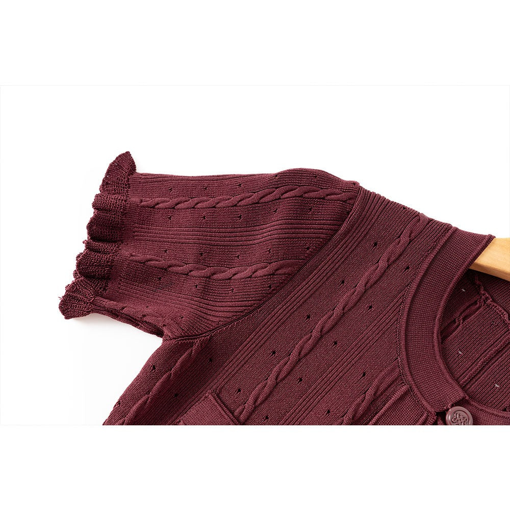 Kalista Jacquard Knit Midi Dress with Short Flared Sleeves