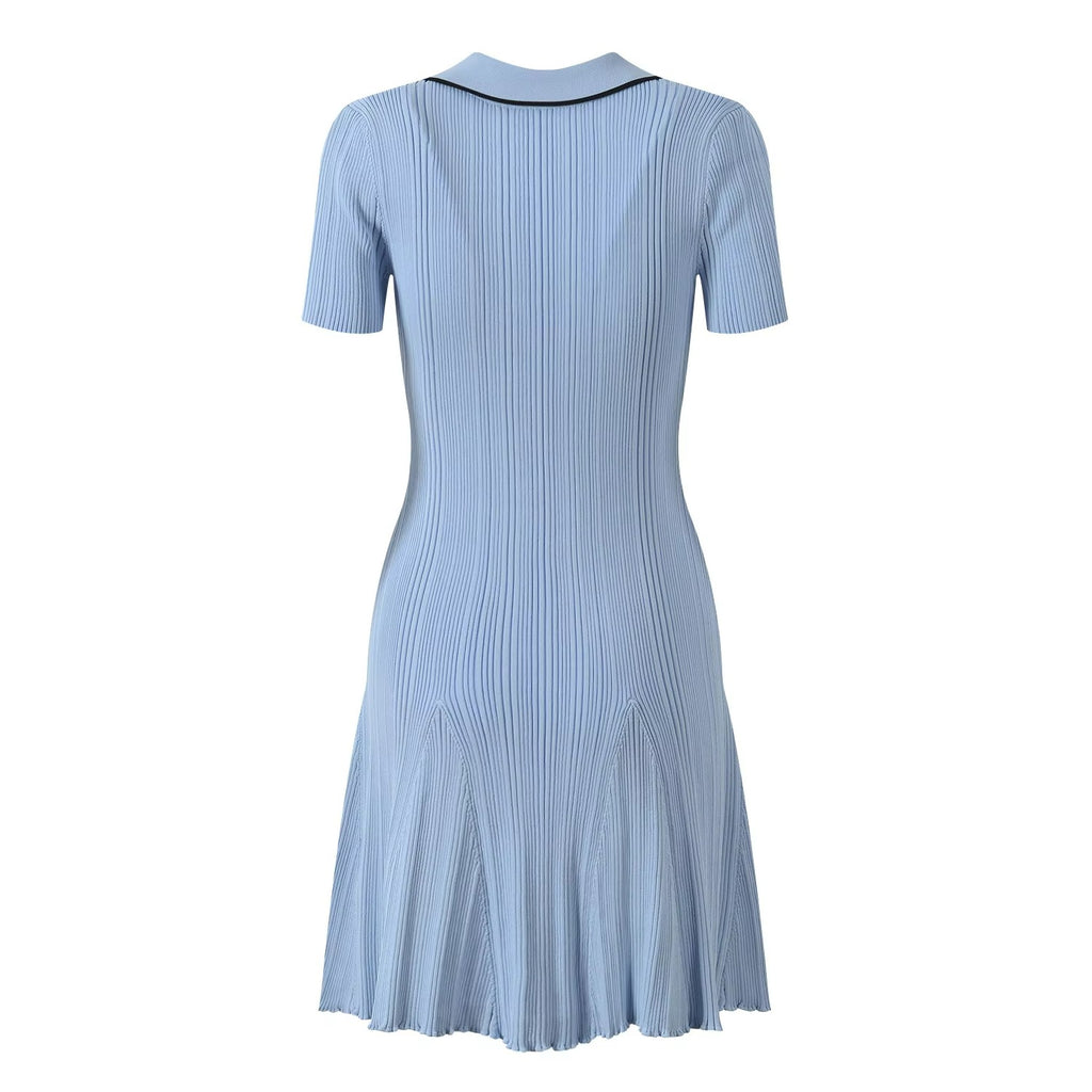 Jennifer Knit Contrast Lapel Mini Dress