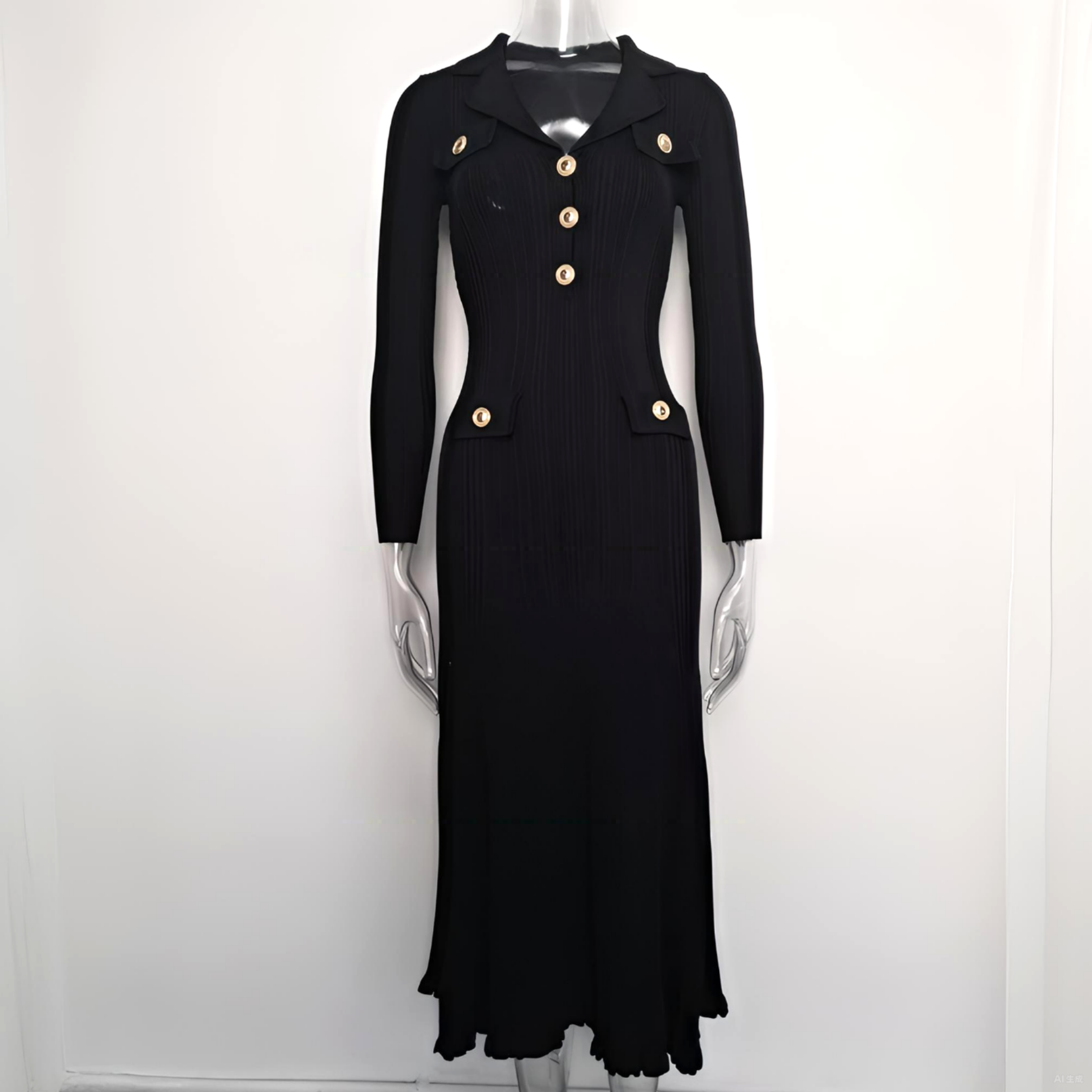 Lola V-Neck Knit Midi Dress with Flared Hem