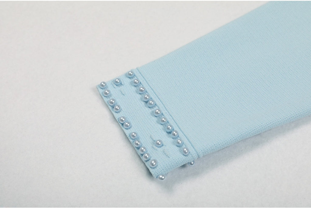 Molly Sleeveless Pearl Round Neck Knit Midi Dress