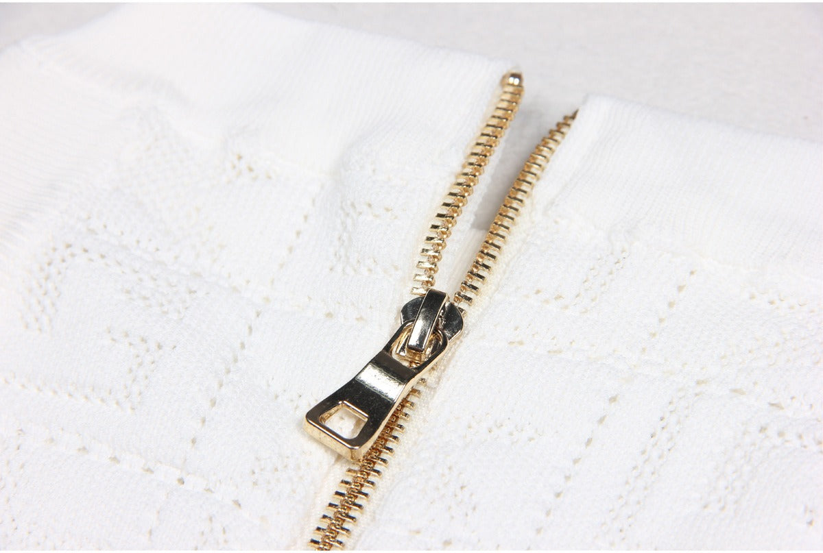 Ember Sleeveless Mesh Knit Midi Dress with Gold Buttons