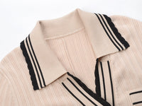 Lucia Knit Midi Dress with Contrast Lapel Collar