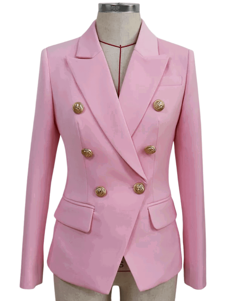 Abigail Baby Pink Double Breasted Blazer - ALLARA