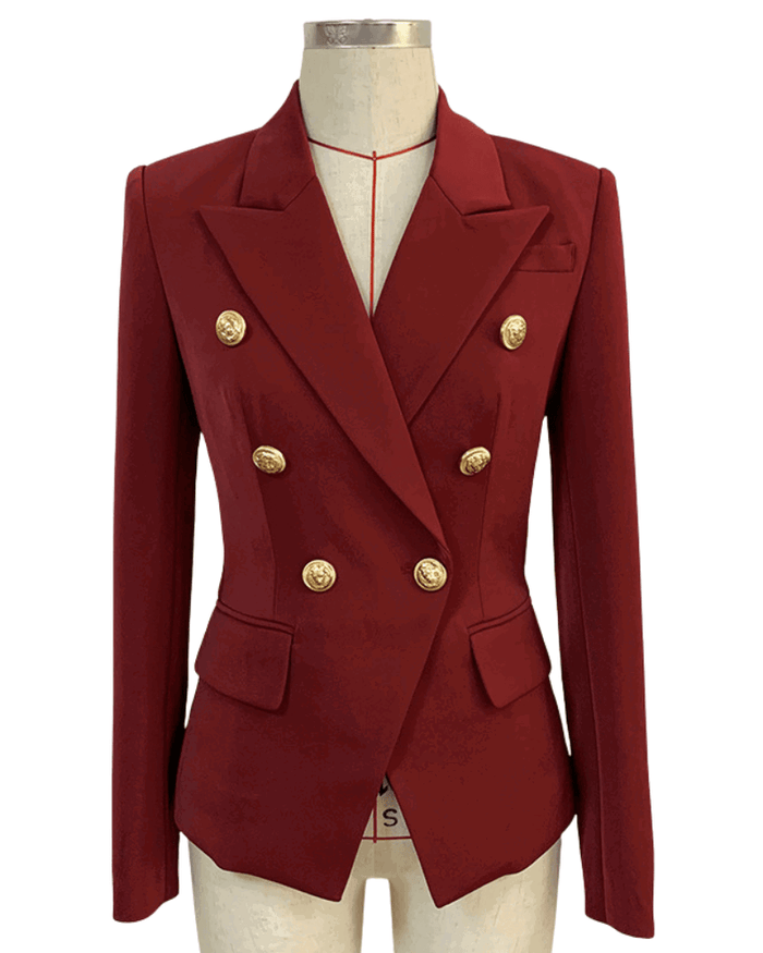 Alexis Dark Red Double Breasted Blazer - ALLARA