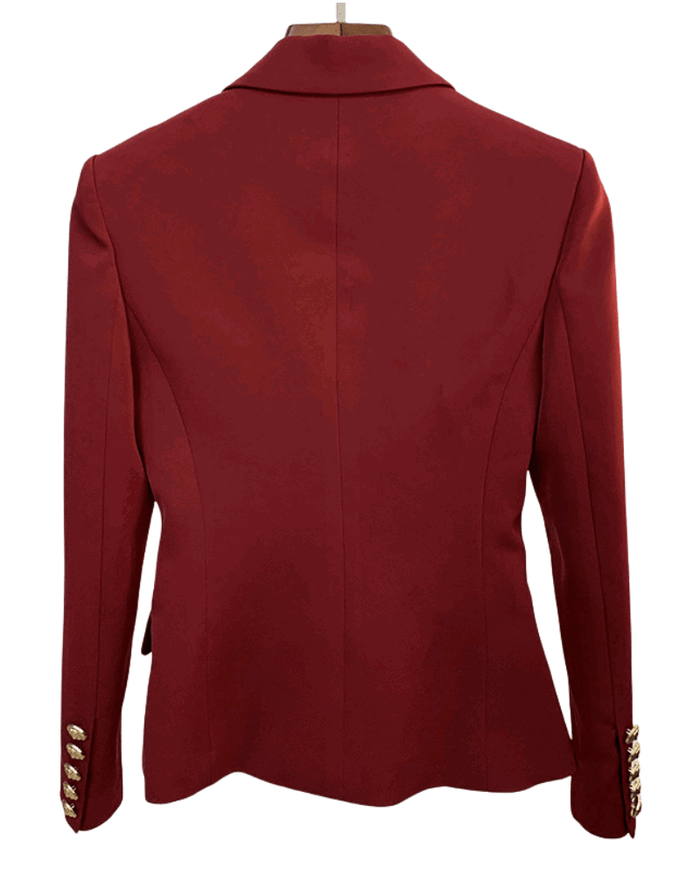 Alexis Dark Red Double Breasted Blazer - ALLARA