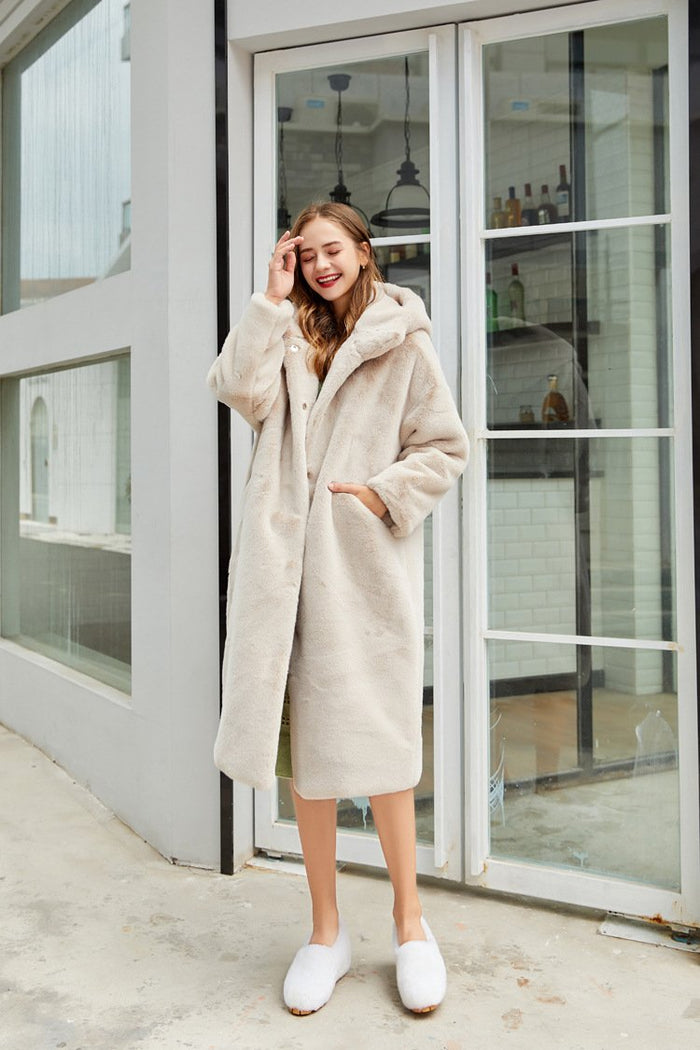 Anchorage Faux Fur Hooded Long Coat - ALLARA