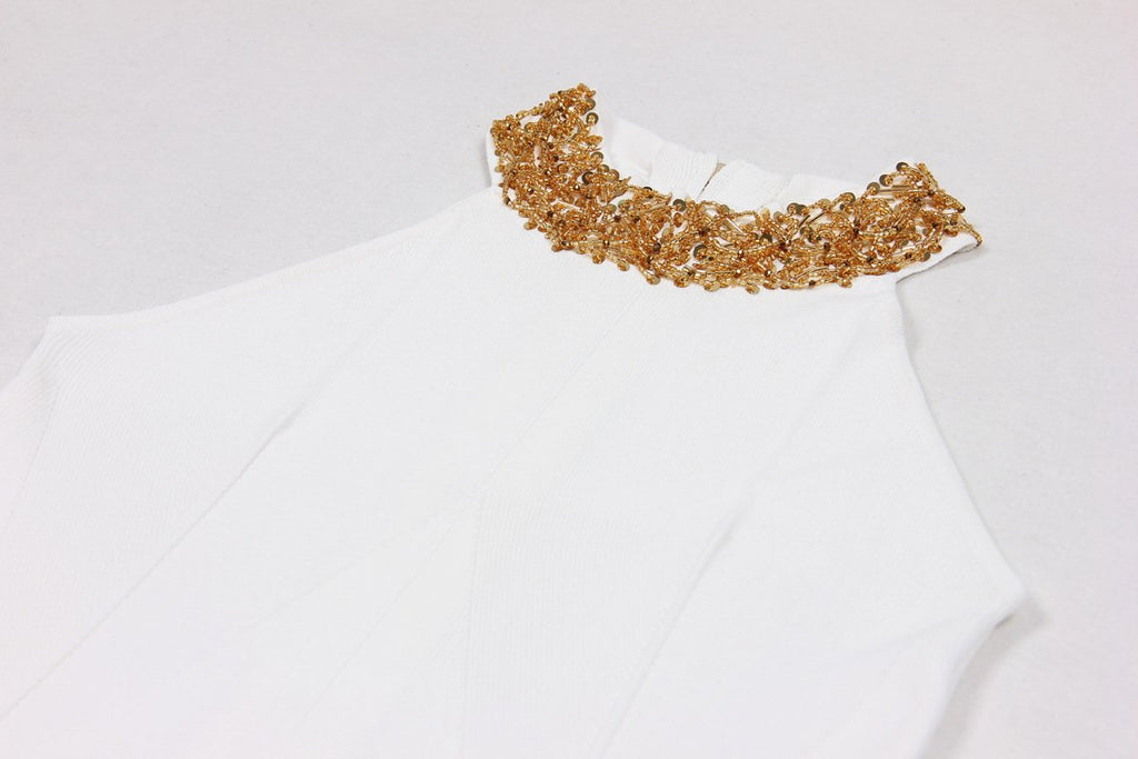 Anika Black Beaded Long Knit Dress - ALLARA