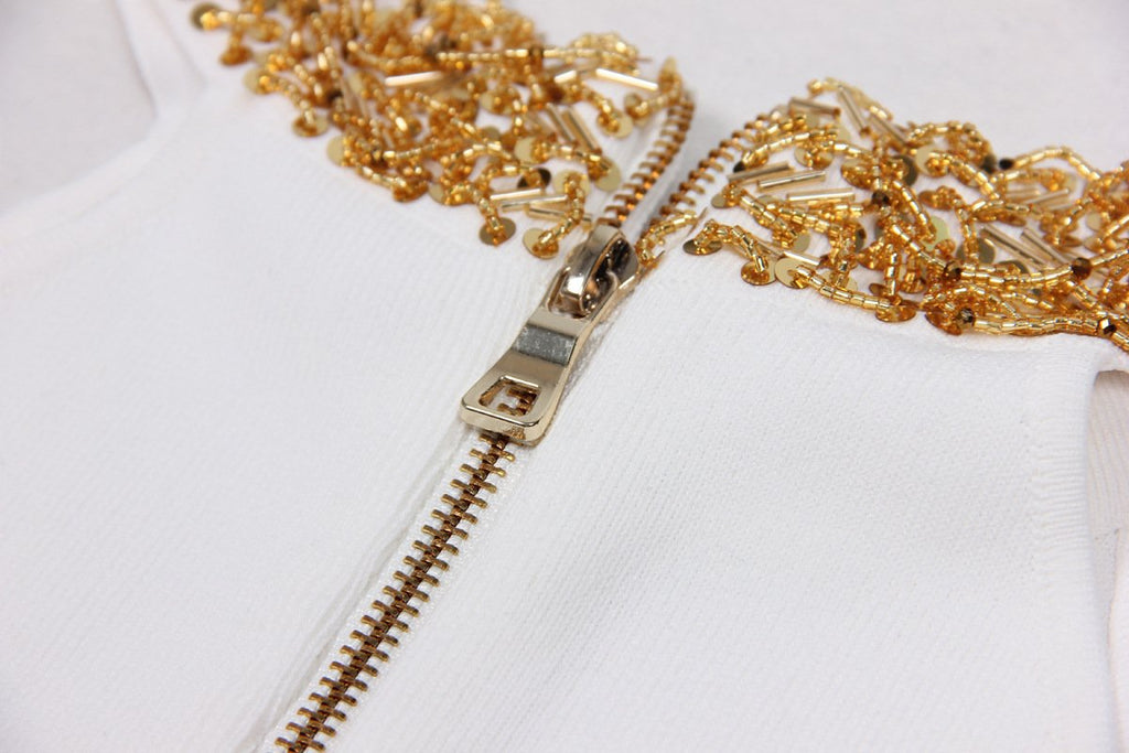 Anika Black Beaded Long Knit Dress - ALLARA